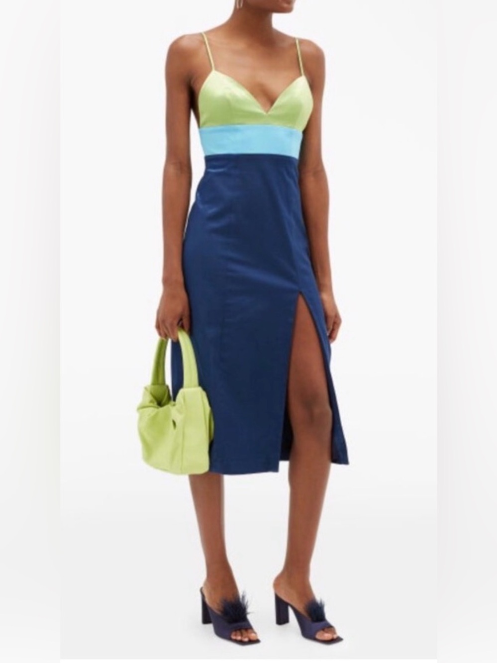 Staud Colorblock Midi Dress - Size 4